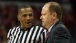 NCAA referee Ted Valentine talks with Wisconsin Badgers