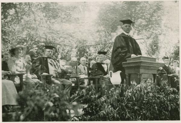 Theodore Roosevelt (seated) at commencement