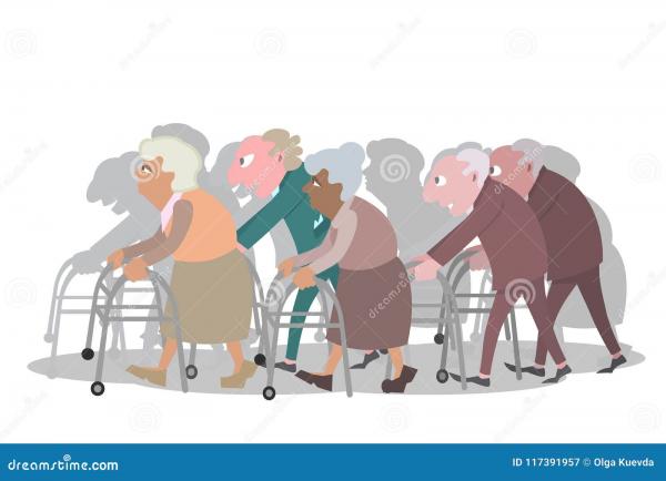 Groupe of Old People Walking with Walkers Stock Vector - Illustration of  active, elderly: 117391957