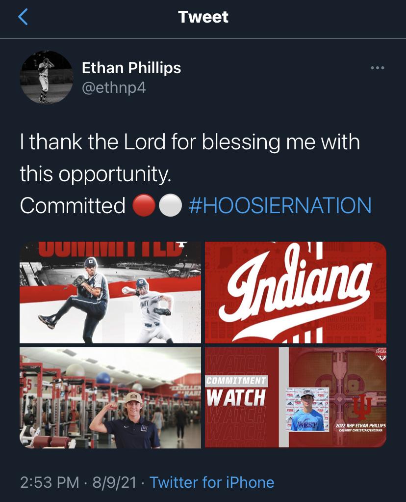 Ethan Phillips - Baseball - Indiana University Athletics